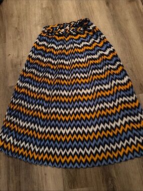 MICHAEL Michael Kors Zigzag Chevron Maxi Skirt in Blue, Yellow, White, and Black